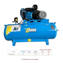 Puma PT40/300-5.5 300 L 5.5 HP 12 Bar 2 Piston 380 V Döküm Kafa Kompresör