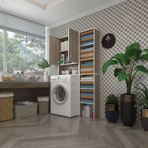 Kenzlife Çamaşır Makinesi Dolabı Veronikamaks Crd 180 096 20 Banyo Kapaklı Arkalıksız Raflı Çok Renkli