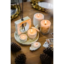 Oda Kokusu Cam Ve Beton Bardak Soya Wax Tealight Mum Seti 001