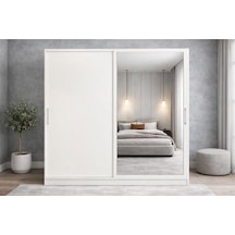 Zen Sürgü Kapaklı Dolap Gardırop Beyaz 160 Cm - Montaj Dahil