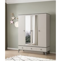Çakıltaşı 4 Kapaklı Gardırop Elbise Dolabı 156x52x200cm Krem