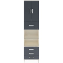 Arges Dolap 4 Raflı 4 Çekmeceli 2 Kapaklı 60x30x243 Aytaşı-antrasit Aytası