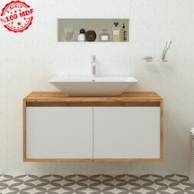 Banos Roomart Ayaksız 2 Kapaklı Lavabolu Ahşap-Mat Beyaz Mdf 100. Beyaz