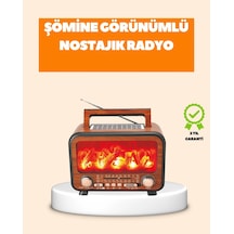 Mey İthalat Şömine Alev Işıklı Solar Bluetooth Hoparlör 7w Güçlü Ses, Fm Radyo