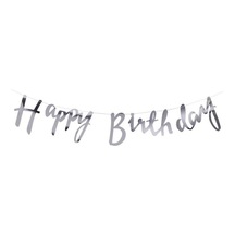 Uzar Yazı Banner Happy Birthday Gümüş