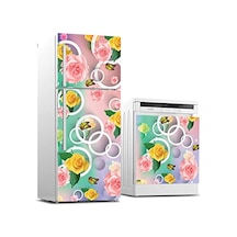 Buzdolabı Ve Bulaşık Makinası Beyaz Eşya Sticker Kaplama Sarı Çiçek Kelebek Diğer