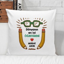 Kişiye Özel Beyaz Yastık Kılıfı Öğretmenler Günü Temalı-19
