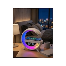 Tek Najma Kablosuz Şarjlı Led Işıklı Masa Saati Bluetooth Hoparlör Alarm Fonksiyonlu Yeni