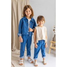 Oliven The Kid Oliventhekid Koyu Mavi Beli Lastikli Cepli Rahat Kesim Unisex Kot Pantolon Koyu Mavi Koyu Mavi