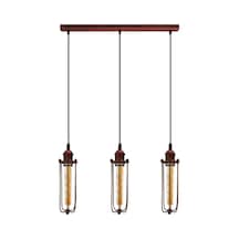 Riolight Vintage,retro,rustik Bakır Fırçalı Patine 3xe27 Kafes Masa Üstü Sarkıt Avize Uzunluk:60cm Bakır