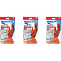 Dolphin Lateks Bulaşık Temizlik Eldiveni Kırmızı L 9-9.5 3'lü
