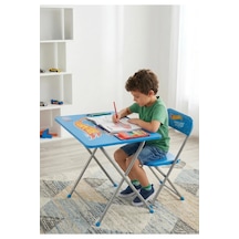 Hot Wheels Lisanslı Katlanabilir Oyun Aktivite Ve Çalışma Masası Çocuk Masa Sandalye Seti Mavi