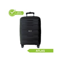 Vegmann Polipropilen Pp Atlas Siyah Büyük Boy Valiz Siyah