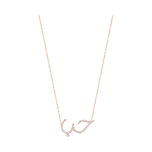 Arapça Sev Yazılı Taşlı Gümüş Kolye Rose Gold