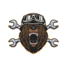 Mototorcu Motosiklet Tamirci Ayı Sticker 01849