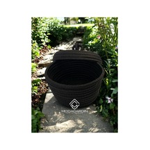 Hasır Jüt Sepet Oval Kapaklı Organizer Düzenleyici 30x20x10 Cm Koyu Siyah Koyu Siyah