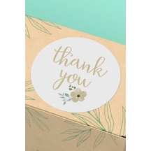 90 Adet Thank You Teşekkür Etiketi Gold Çiçek Desen 3x3cm St2005 Çok Renkli