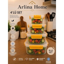 Softchef Sızdırmaz Kare 4 Lü Saklama Kabı Sarı 10 L