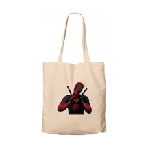 Deadpool Love Krem Fermuarlı Bez Çanta Gabardin