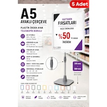 5 Adet - A5 Ayaklı Çerçeve Seti Plastik Ördek Ayak Teleskopik Borulu Fiyat Etiketliği Yönlendirme Levhası Menü Panosu Şeffaf