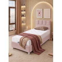 Baza Seti, Monaco Tek Kişilik Baza Başlık Maxi Yatak Seti, Pembe - 100x200 Cm 100 x 200