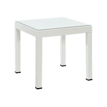 Rattan 80x80 Camlı Beyaz Masa - Bahçe & Balkon & Teras Beyaz