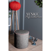 VENICE ANTRASİT TEDDY KUMAŞ YUVARLAK PUFF &BENCH&KOLTUK&TABURE&POFUDUKYATAK ODASI PUF MODELLERİ