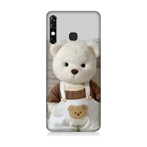 İnfinix Hot 8 Uyumlu Sevimli Elbiseli Beyaz Ayı Desenli Silikon Kılıf