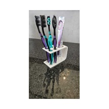 Minimalist Diş Fırçalık Ve Macun Tutucu - 4 Bölmeli Modern Banyo Organizeri - Beyaz Beyaz