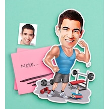 Kişiye Özel Bay Sporcu Karikatürlü Ahşap Magnet