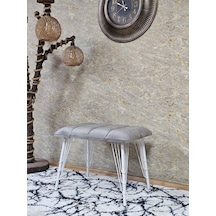 Zafir Metal Beyaz Tel Ayaklı 60 Cm Puf Bench - Puf - Bench - Oturak - Mutfak Oturağı - Antre Oturağı Gri