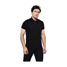 Yake Store Polo Yaka Düz Siyah T-shirt Wessi - Siyah