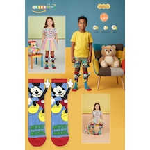 1 Çift Parmak İşaretli Mavi Çizgi Karakterli Çorap Extra Soft Mavi