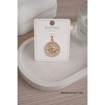 Melekcehobi18k Rose Halka Güneş Figürlü Kolye Ucu Rose Gold