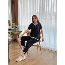 Ahes Shopping Kadın Kısa Kollu V Yakalı Iki Iplik Bluz Ve Pantolon Ikili Takım Siyah Ahes Shopping Kadın Kısa Kollu V Yakalı Iki Iplik Bluz Ve Pantolon Ikili Takım Siyah