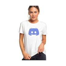 Discord Simge Logo Baskılı Beyaz Kadın Tshirt