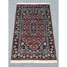 El Dokuma İran Halısı 80x125 Kırmızı Lacivert Yün Sine Halısı Kırmızı
