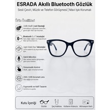 Esrada Akıllı Bluetooth Gözlük Sesli Çeviri, Müzik Ve Telefon Görüşmesi Mavi Işık Korumalı Es203 C01 53-18-140