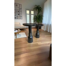 Modern Ahşap Mantar Sehpa 2 Li Set Siyah Yan Sehpa