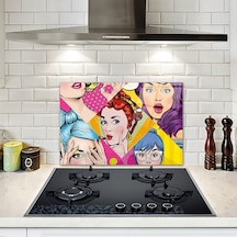 Cam Ocak Arkası Koruyucu Popart Ladies 40cm X 60cm