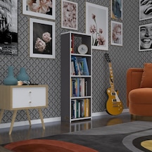 Kenzlife Kitaplık Süper Ga 120 40 19 Gri 4 Katlı Tek Bölme Ofis Mutfak Banyo Dolabı Arkalıksız