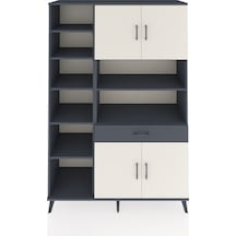 Hyperion Dolap 10 Raflı Tek Çekmeceli 4 Kapaklı 132x44x195 Antrasit-aytaşı/antrasit Aytası/antrasıt - Antrasıt