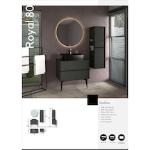 Evros Royal 80 Cm Banyo Dolabı Boy Dolabı Dahil Siyah