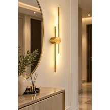 Premıum Eskitme Gold Silindir Led Aplik 3 Renk Dekoratif Duvar Aydınlatması 8w 60 Cm