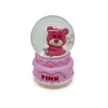 Işıklı Kar Küresi Pembe Ayıcık Cupcake 7 Cm