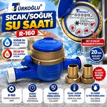 Türkoğlu Remont Su Sayacı - Ev İşyeri Tipi Su Saati-r161 +2 Bağlantı Rekorları Beyaz