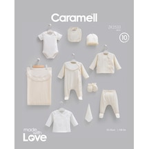 Caramell Fashion Girl 10 Parça Hastane Çıkışı Zıbın Seti Ekru renkli