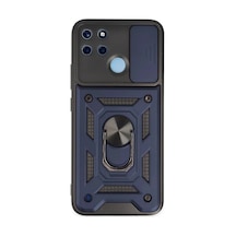 Realme C25y Uyumlu Kılıf Pars Lens Yüzüklü Silikon - Lacivert