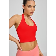 Madmext Kırmızı Halter Yaka Boyun Askılı Crop Top Mg2456 Kırmızı