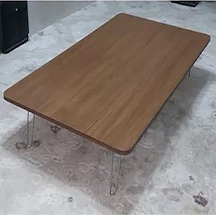 Katlanır Dikdörtgen Yer Sofrası Hamur Açma Sunum Masası Ceviz 60 Cm X 90 Cm Çok Renkli
